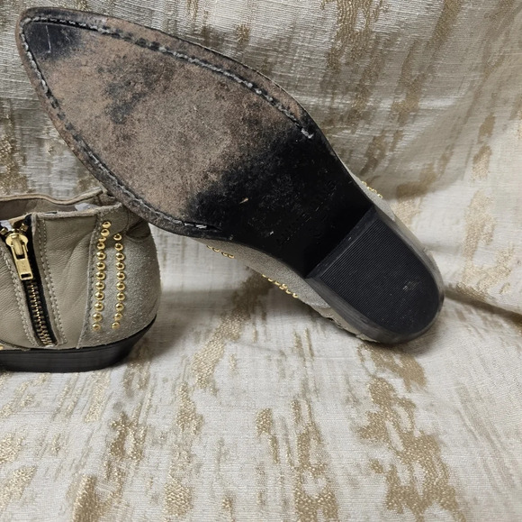 ANINE BING Charlie Low Grey Suede Gold Studded Point Toe Side Zip Shoe 37/7 - Picture 16 of 16